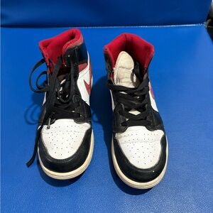Nike Kids' Black, Red, and White Air Jordan High Tops